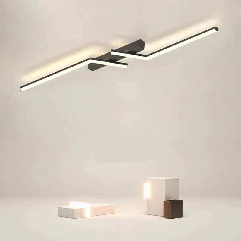 Flush Mount Linear LED Ceiling Light Fixture with Remote Control and Dimmable Design