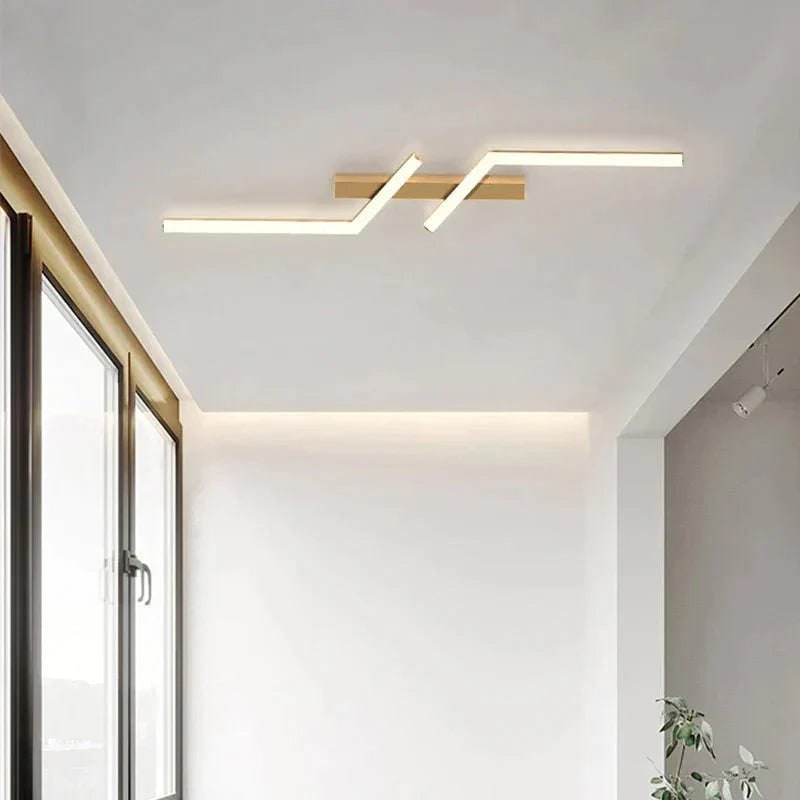 Flush Mount Linear LED Ceiling Light Fixture with Remote Control and Dimmable Design