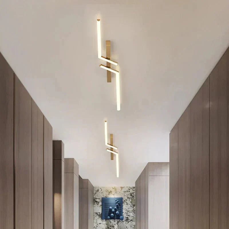 Flush Mount Linear LED Ceiling Light Fixture with Remote Control and Dimmable Design