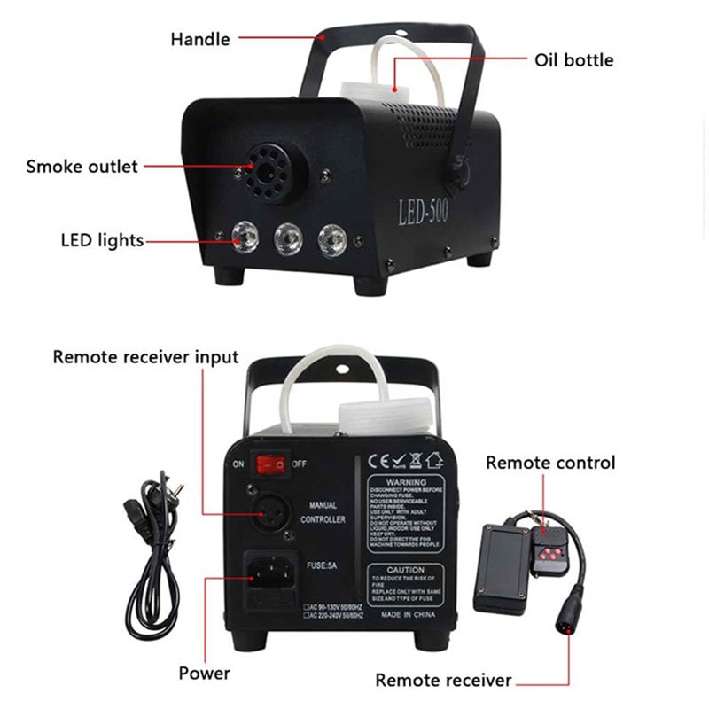Halloween Fog Machine Smoke with Built-In LED Lights Wireless Remote for Party Decoration
