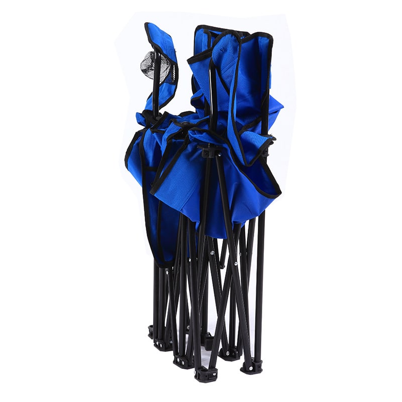 Foldable Double Collapsible Camping Chair with Center Cooler Umbrella and Cup Holders