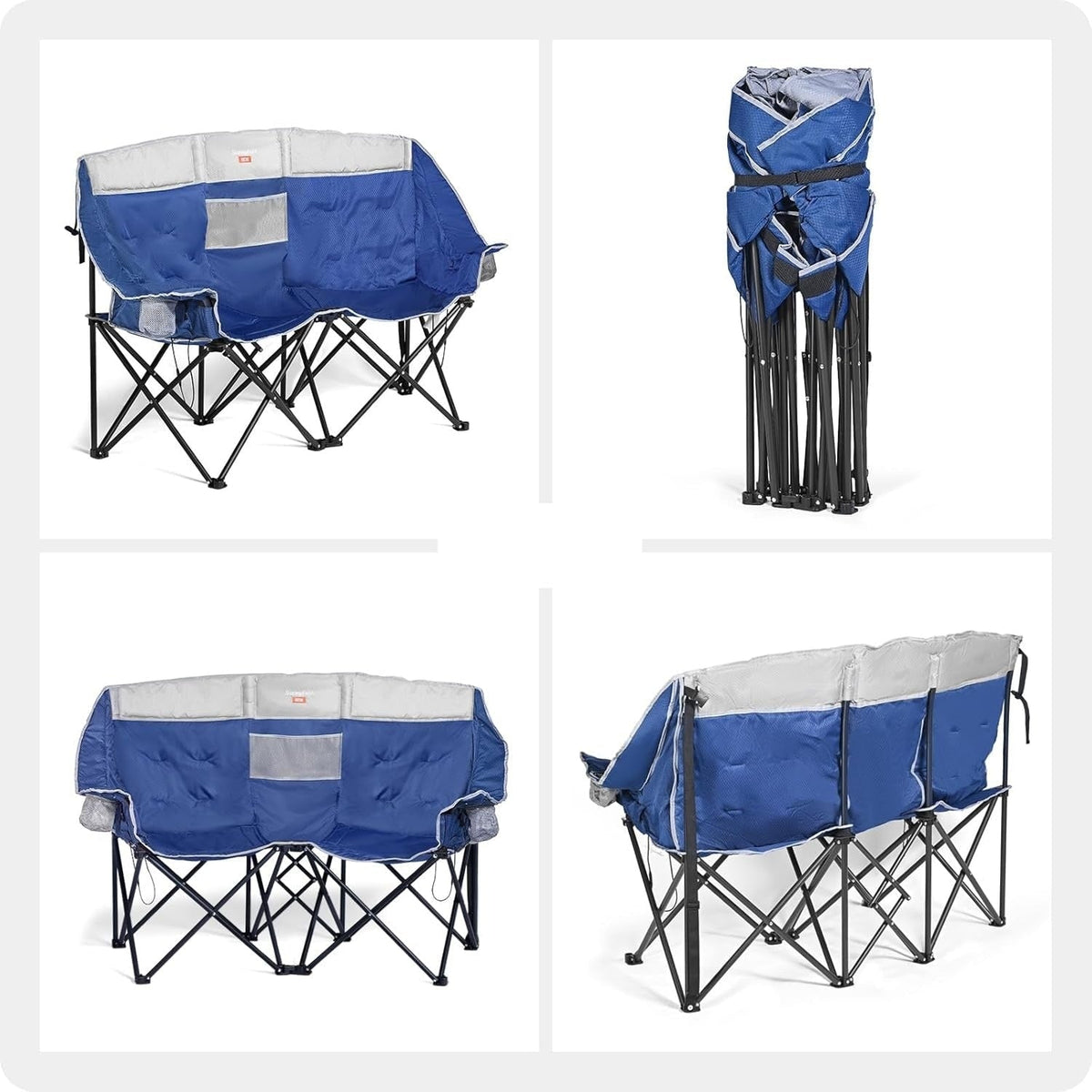 Foldable Double Collapsible Camping Chair with Portable Heated Seat and Rechargeable Battery Pack