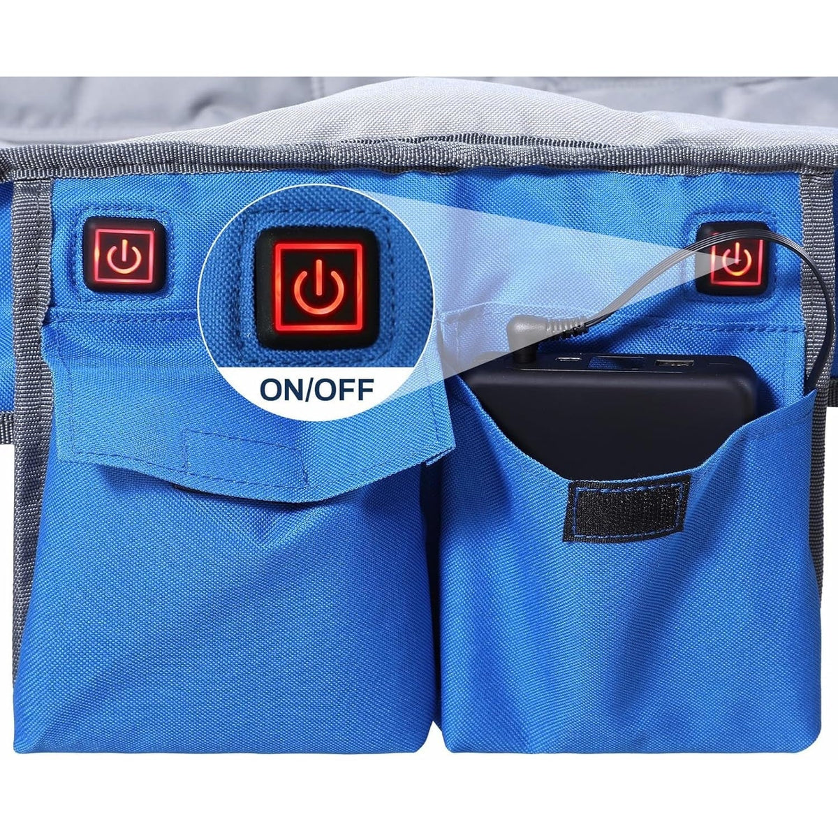 Foldable Double Collapsible Camping Chair with Portable Heated Seat and Rechargeable Battery Pack
