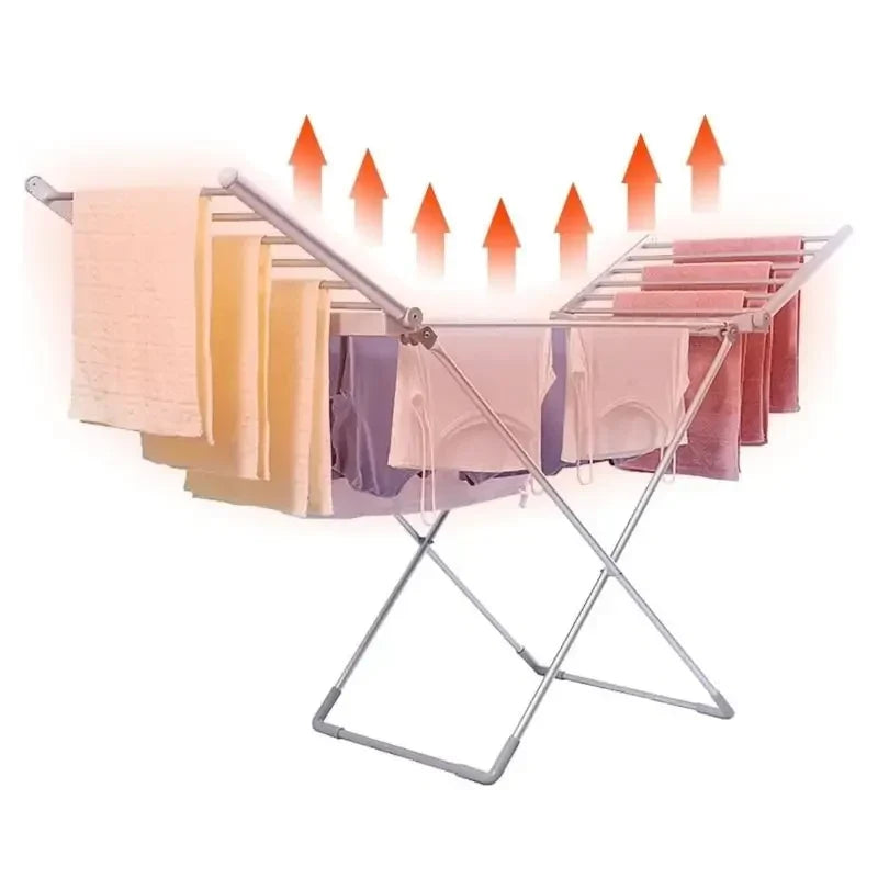 Foldable Electric Clothes Drying Rack with Heated Bars Energy Efficient Indoor Airer