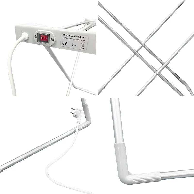Foldable Electric Clothes Drying Rack with Heated Bars Energy Efficient Indoor Airer