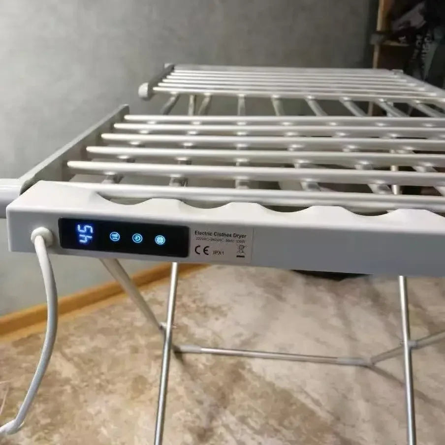 Foldable Electric Clothes Drying Rack with Heated Bars Energy Efficient Indoor Airer