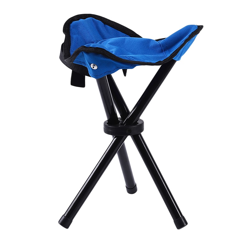 Folding Collapsible Foldable Step Stool with Triangular Fabric Seat and Tripod Metal Frame