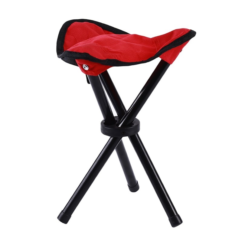 Folding Collapsible Foldable Step Stool with Triangular Fabric Seat and Tripod Metal Frame