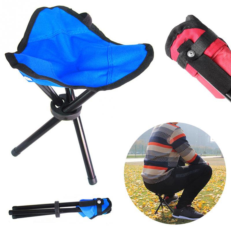 Folding Collapsible Foldable Step Stool with Triangular Fabric Seat and Tripod Metal Frame