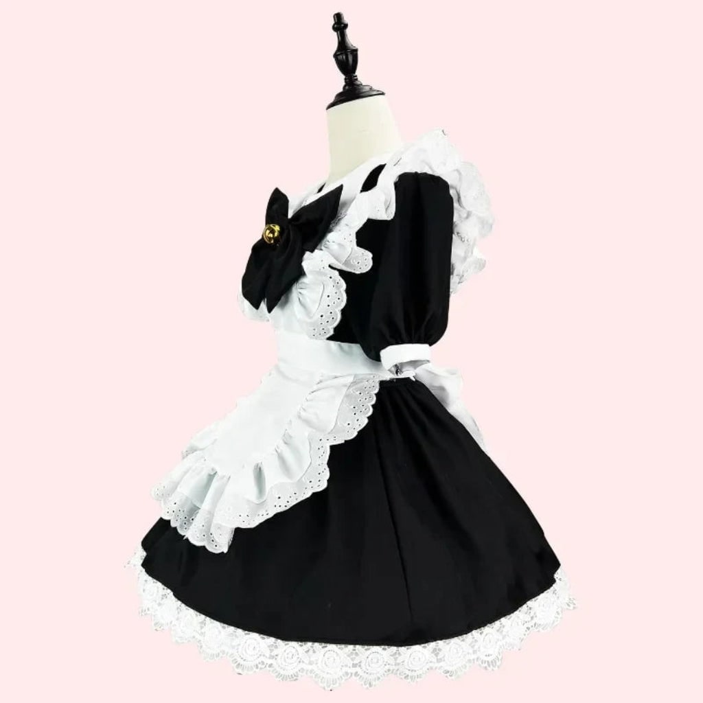 French Maid Costume with Ruffled Apron for Halloween