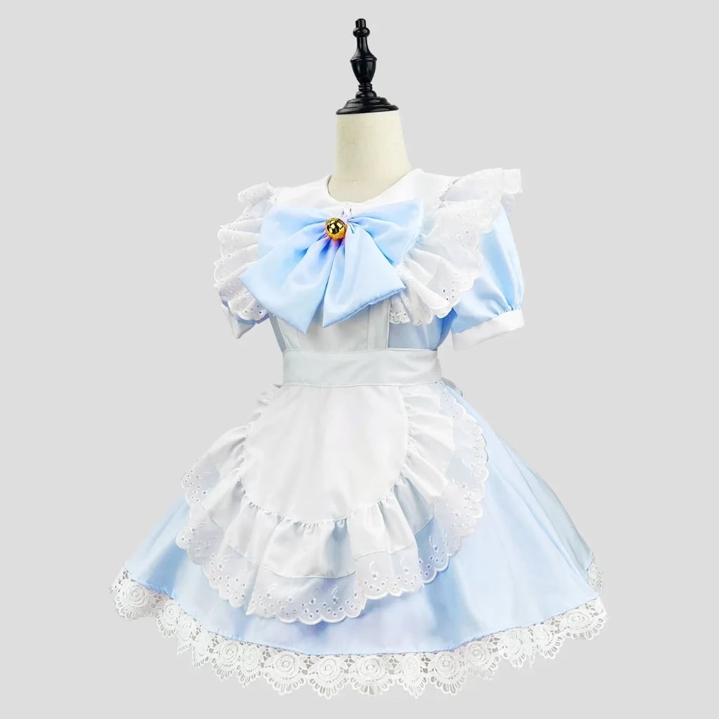 French Maid Costume with Ruffled Apron for Halloween