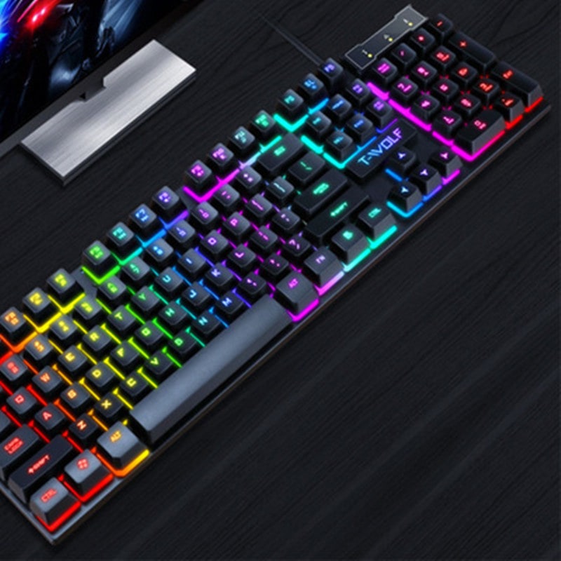 Gaming Keyboard and Ergonomic Mouse Combo Rgb Backlighting and Floating Keycap Design