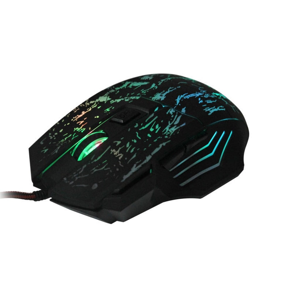 Gaming Mouse Wired Optical Rgb with Cracked Pattern Design and Braided Cable