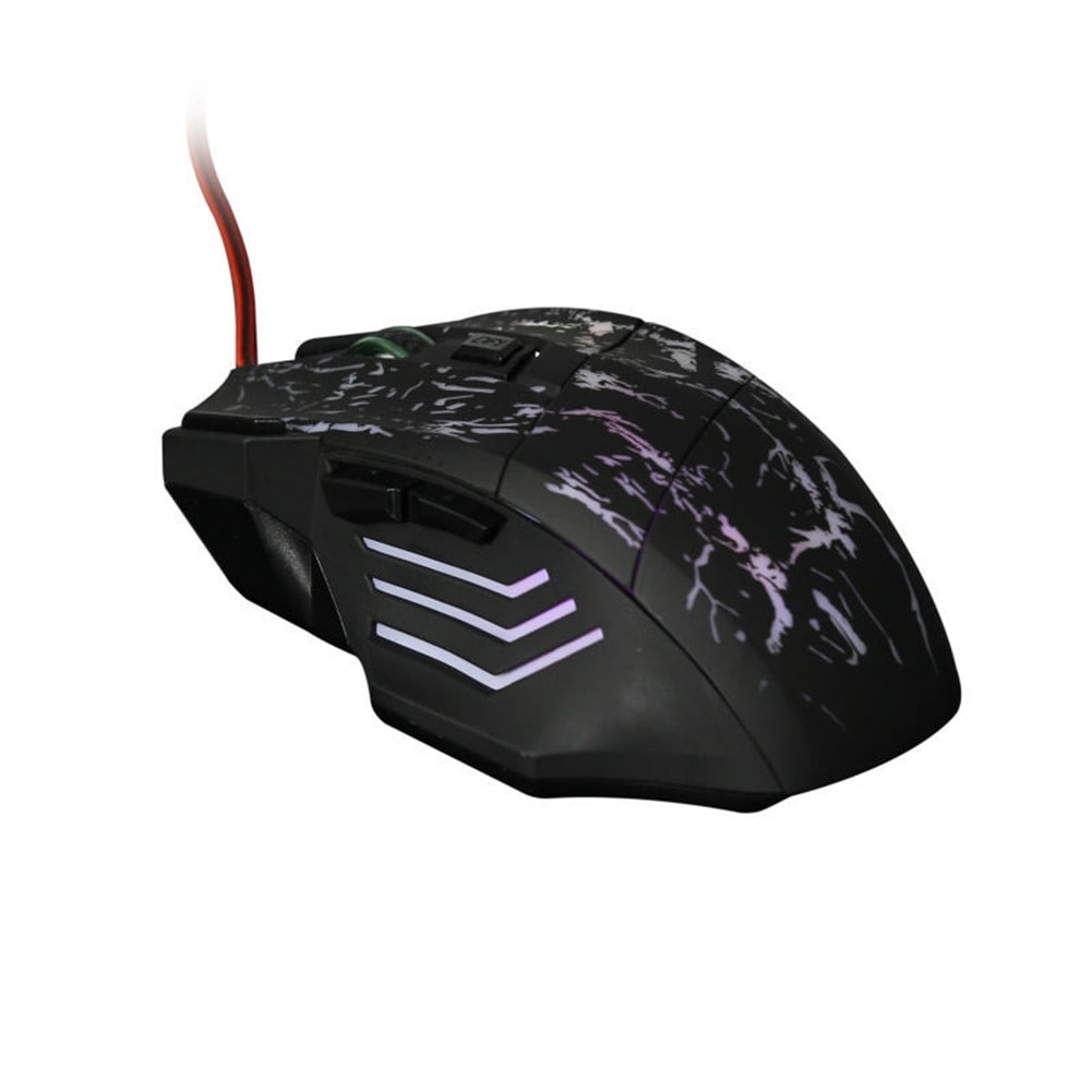 Gaming Mouse Wired Optical Rgb with Cracked Pattern Design and Braided Cable