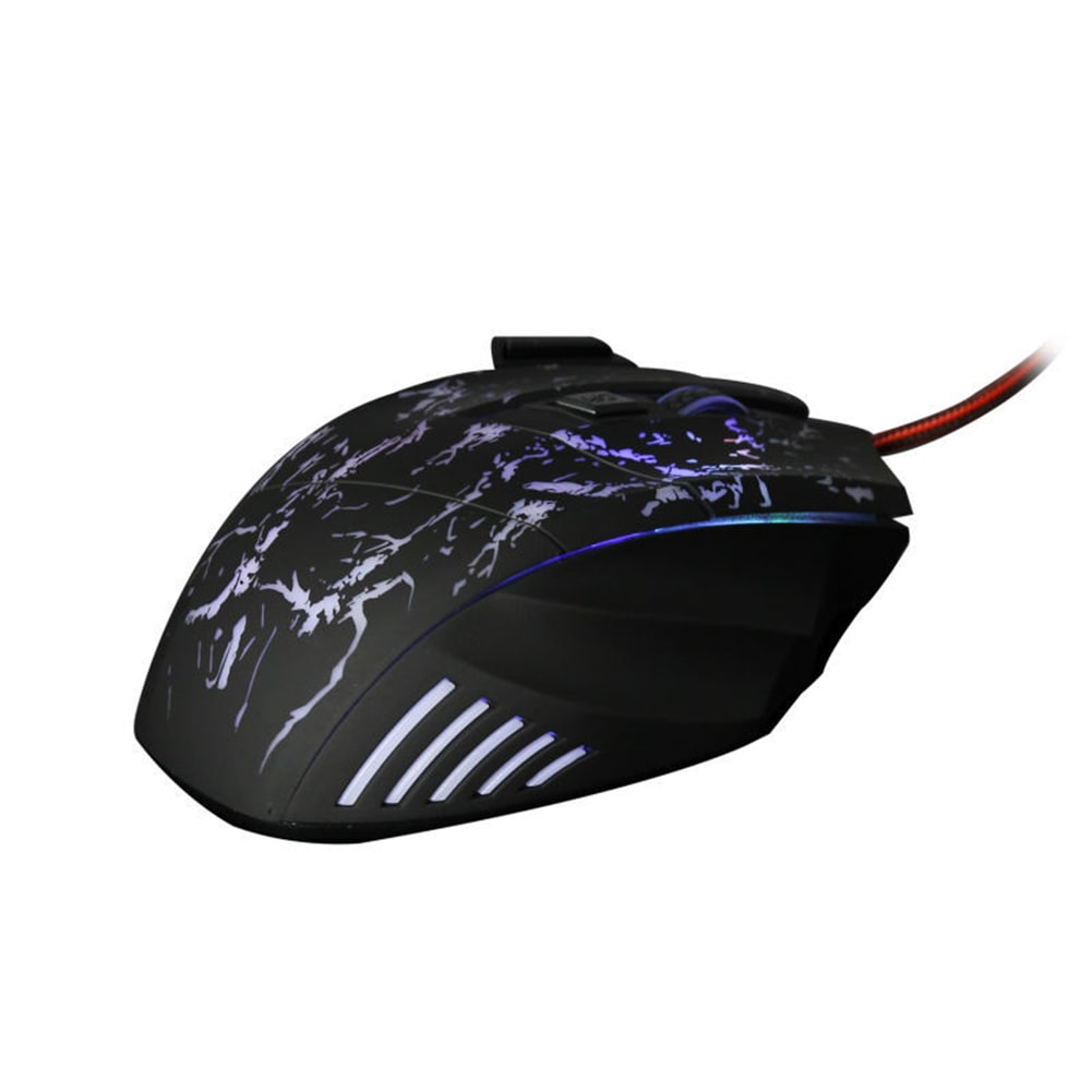 Gaming Mouse Wired Optical Rgb with Cracked Pattern Design and Braided Cable