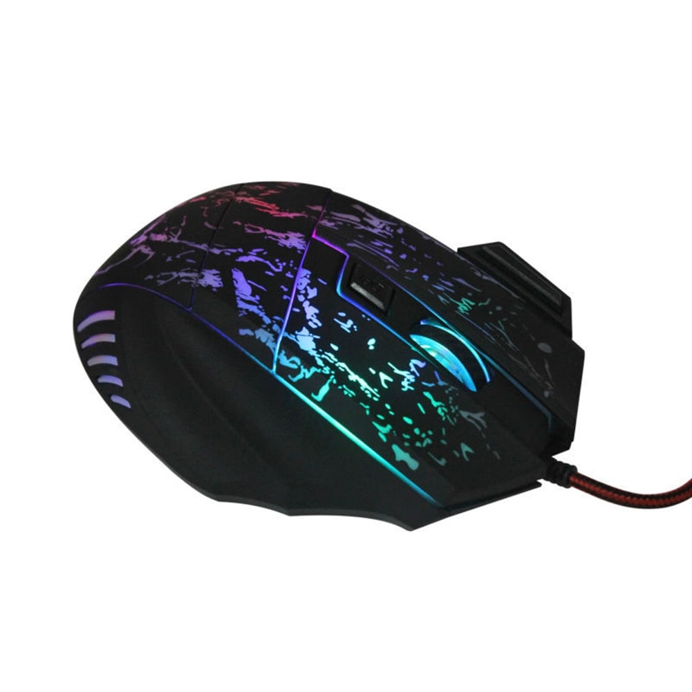 Gaming Mouse Wired Optical Rgb with Cracked Pattern Design and Braided Cable