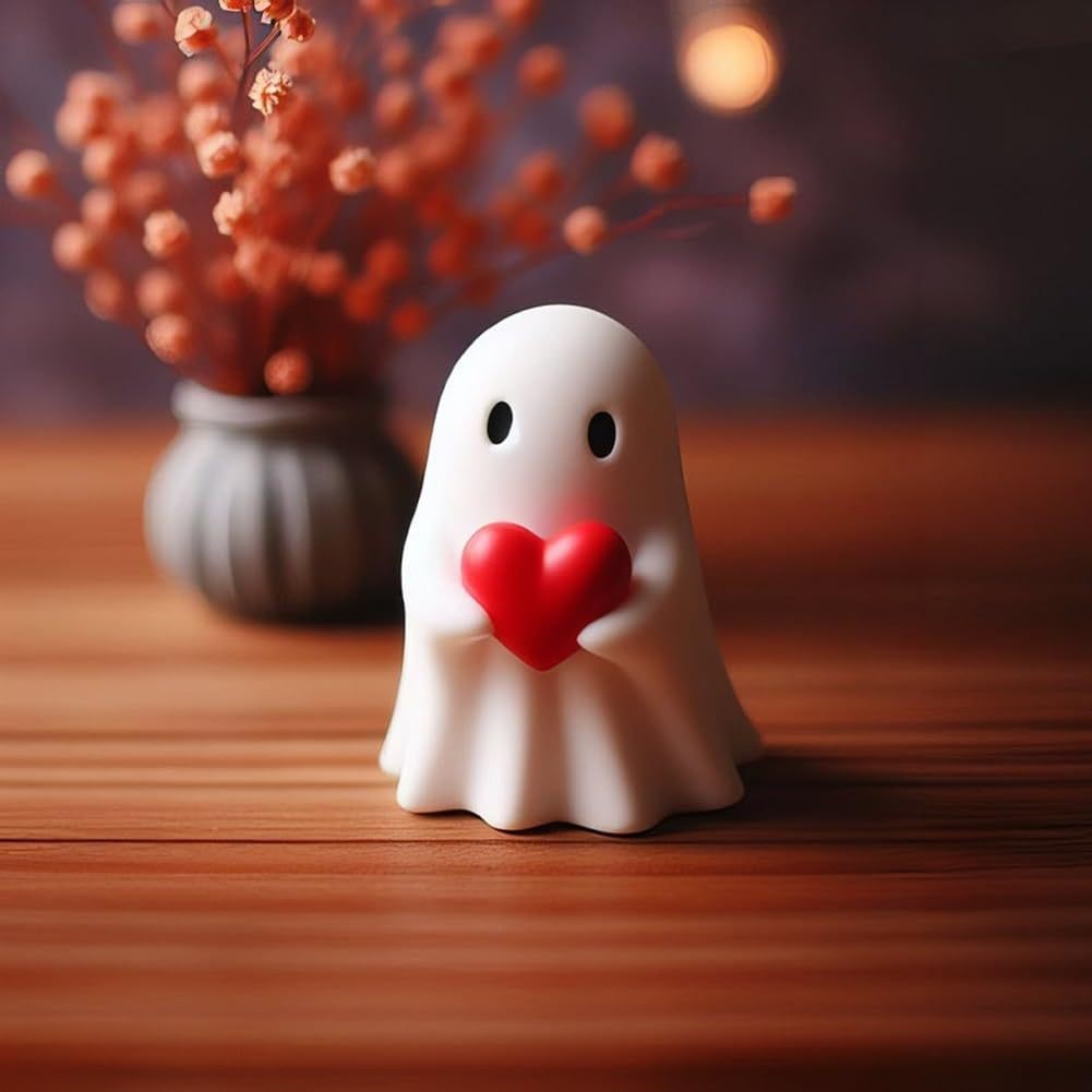 Ghost Figurine Statue Resin Decor with Matte Finish for Halloween Home Shelf Decorations