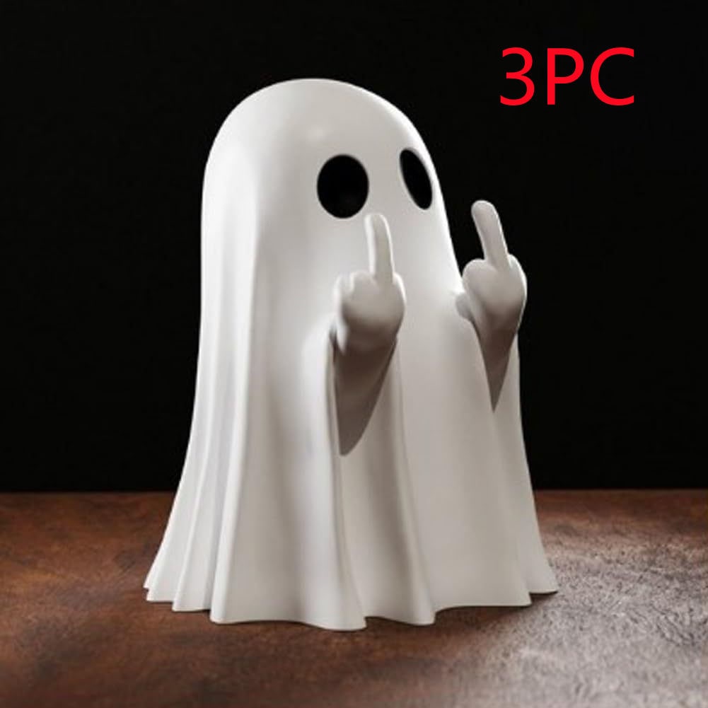 Ghost Figurine Statue Resin Decor with Matte Finish for Halloween Home Shelf Decorations