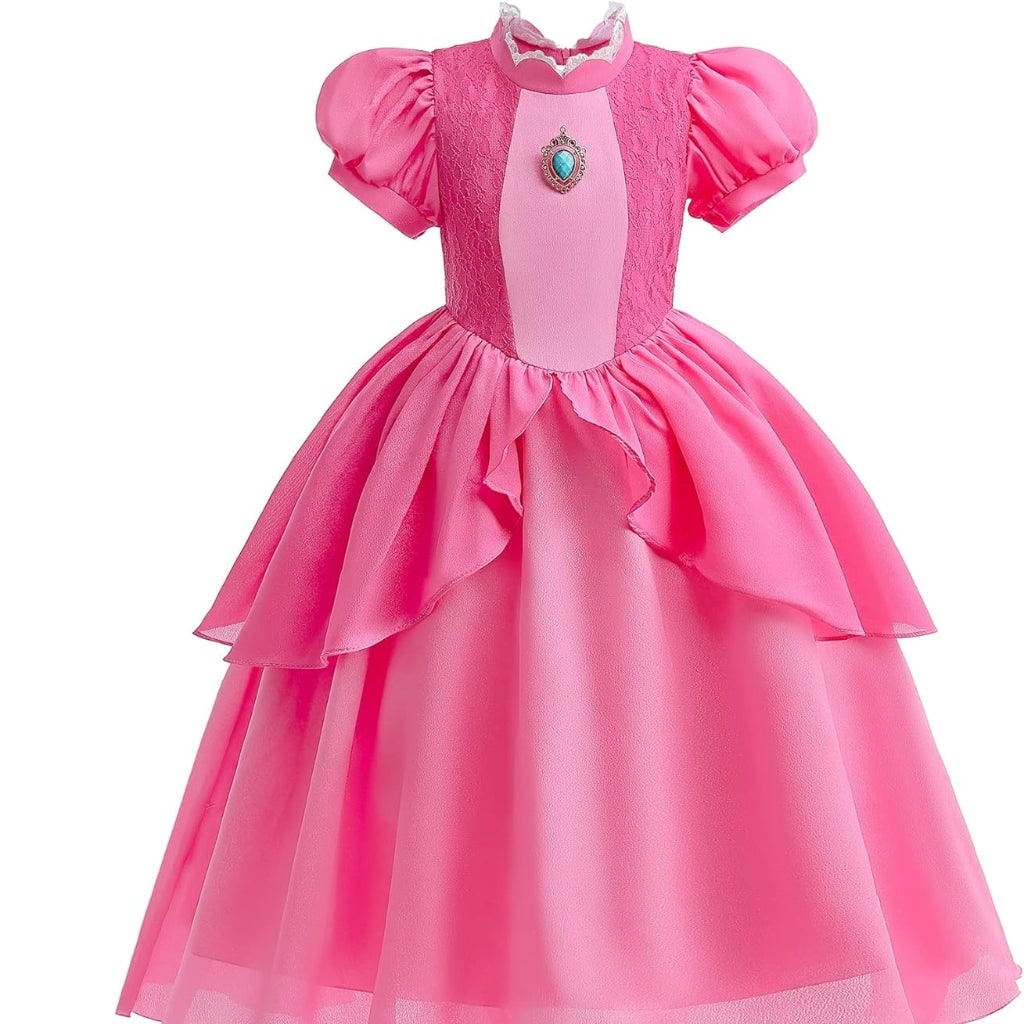 Girls' Halloween mushroom princess and Toadstool Costume Dress Set with Crown Gloves and Wand