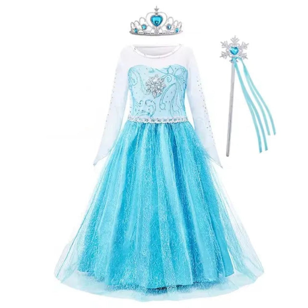 Girls' Halloween Princess Costume and Dresses for Dress Up Tiara Gloves Games