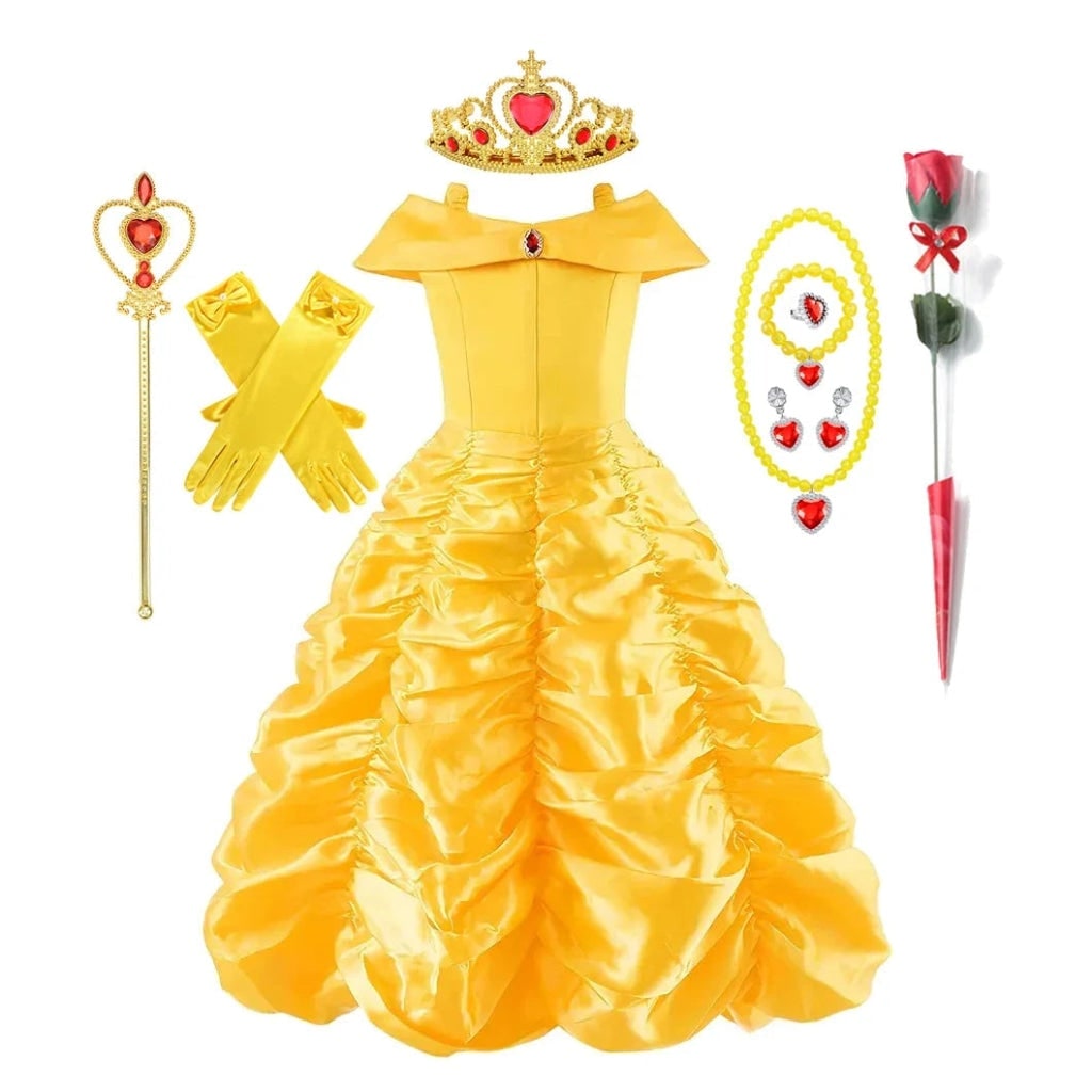 Girls' Halloween Princess Costume and Dresses with Ball Gown Tiara Scepter and Accessories Set