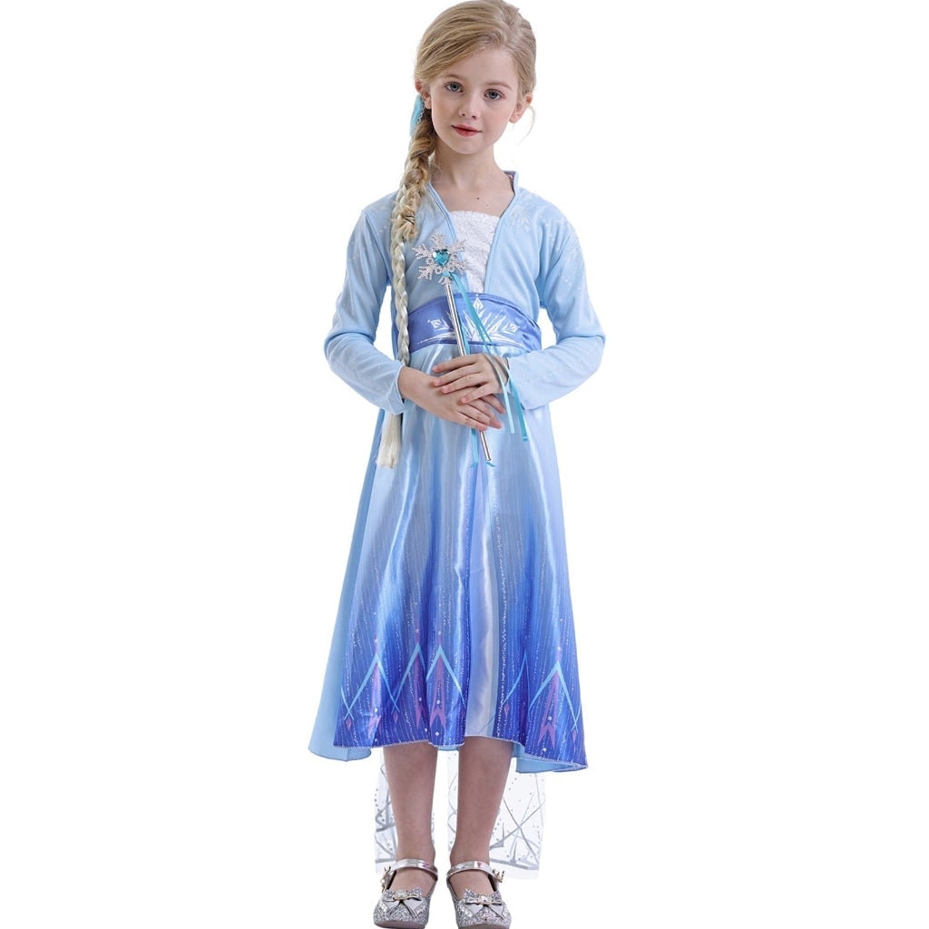 Girls' Halloween Princess Costume Dress with Cape and Wand Accessory Set
