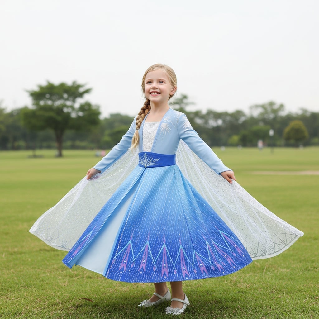 Girls' Halloween Princess Costume Dress with Tiara Wand and Gloves Dorothy Wizard Of Oz