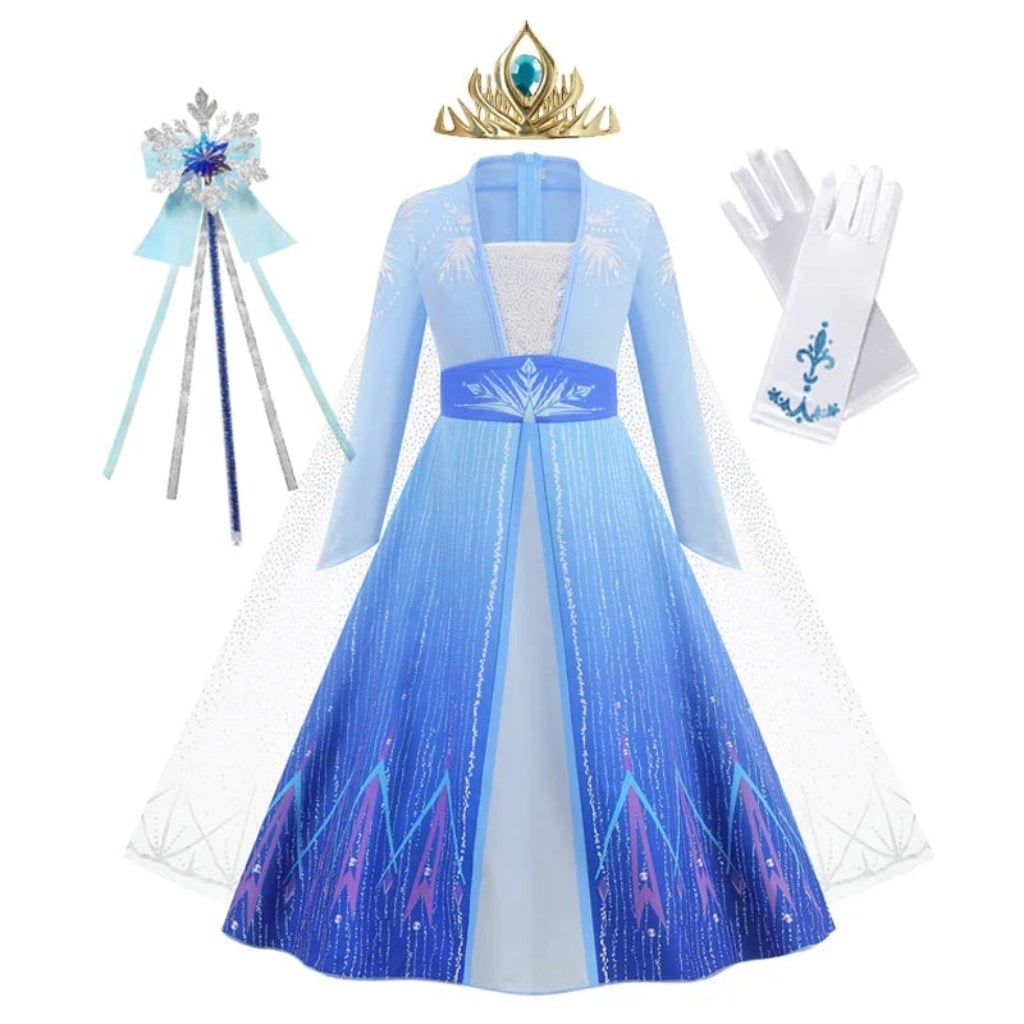 Girls' Halloween Princess Costume Dress with Tiara Wand and Gloves Dorothy Wizard Of Oz