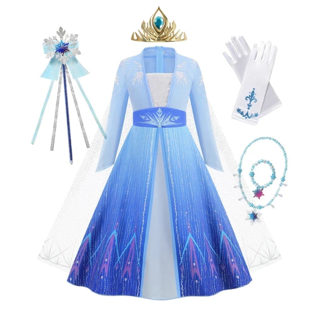 Girls' Halloween Princess Costume Dress with Tiara Wand and Gloves Dorothy Wizard Of Oz