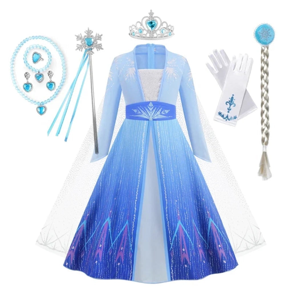 Girls' Halloween Princess Costume Dress with Tiara Wand and Gloves Dorothy Wizard Of Oz