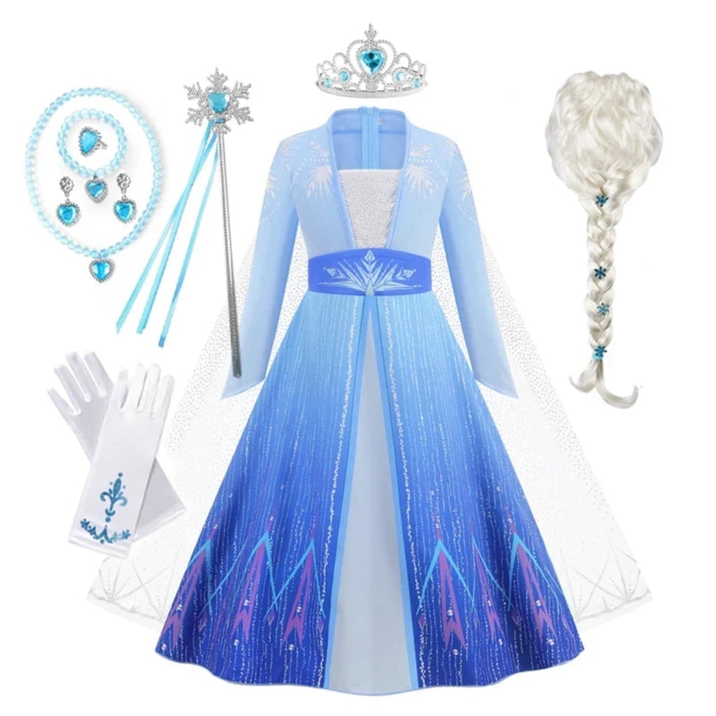 Girls' Halloween Princess Costume Dress with Tiara Wand and Gloves Dorothy Wizard Of Oz