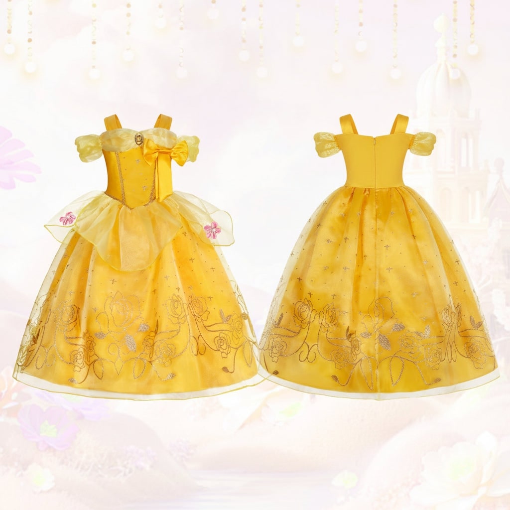 Girls' Halloween Princess Costume Dress with Tulle Skirt Tiara and Accessories Set