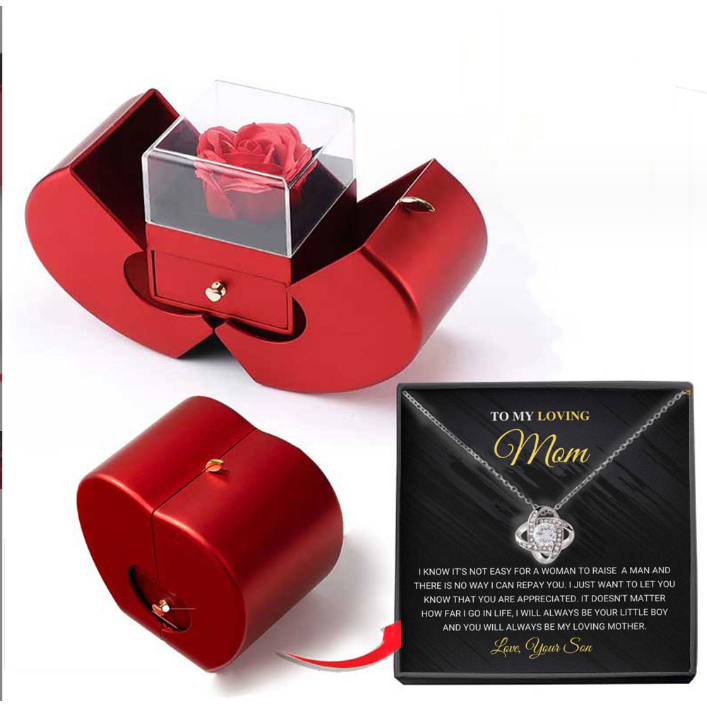 Girls' Jewelry Gift Box with Preserved Rose Pendant and Pull-Out Drawer Maid Of Honor Proposal