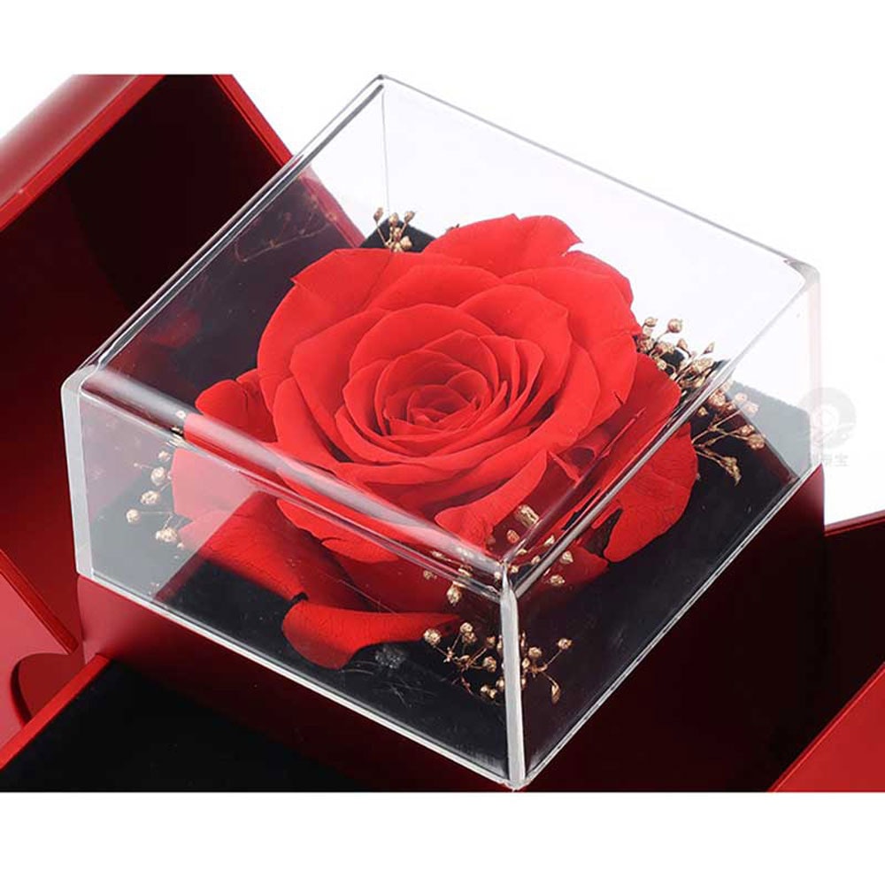 Girls' Jewelry Gift Box with Preserved Rose Pendant and Pull-Out Drawer Maid Of Honor Proposal