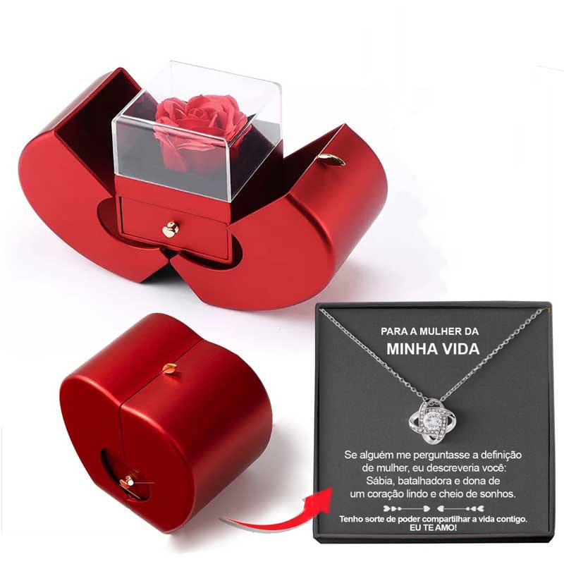 Girls' Jewelry Gift Box with Preserved Rose Pendant and Pull-Out Drawer Maid Of Honor Proposal