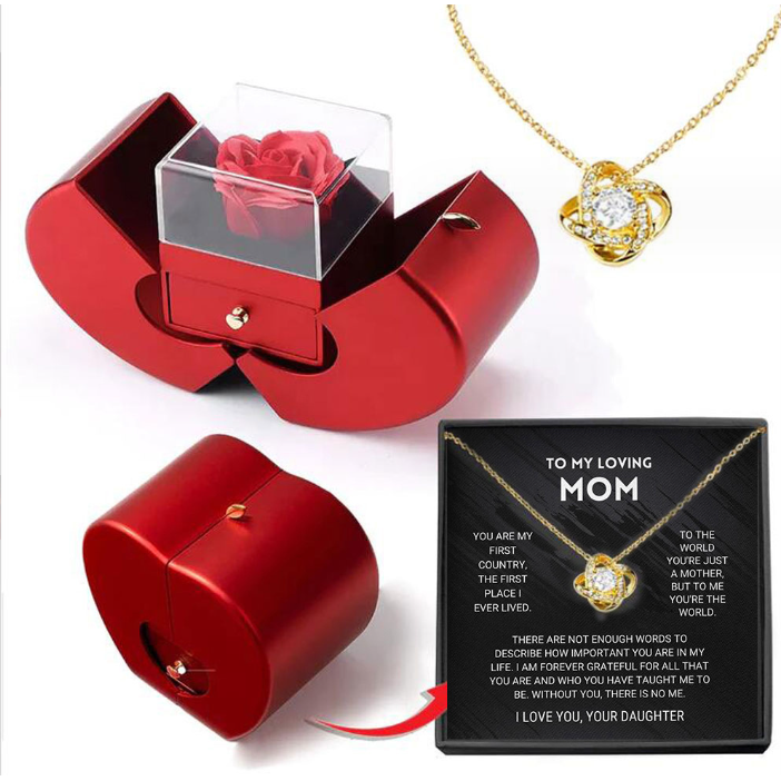 Girls' Jewelry Gift Box with Preserved Rose Pendant and Pull-Out Drawer Maid Of Honor Proposal