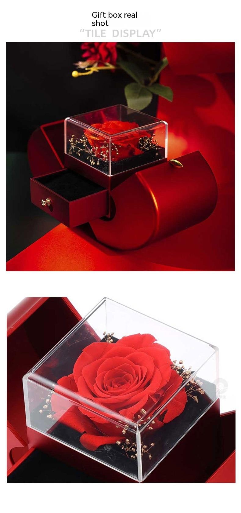 Girls' Jewelry Gift Box with Preserved Rose Pendant and Pull-Out Drawer Maid Of Honor Proposal