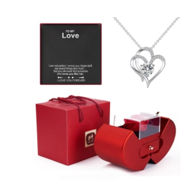 Girls' Jewelry Gift Box with Preserved Rose Pendant and Pull-Out Drawer Maid Of Honor Proposal