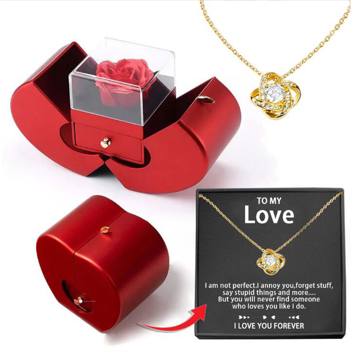 Girls' Jewelry Gift Box with Preserved Rose Pendant and Pull-Out Drawer Maid Of Honor Proposal