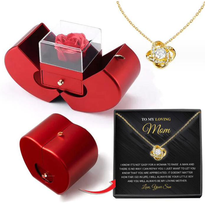 Girls' Jewelry Gift Box with Preserved Rose Pendant and Pull-Out Drawer Maid Of Honor Proposal