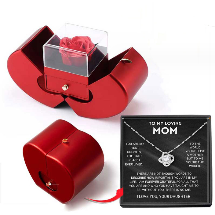 Girls' Jewelry Gift Box with Preserved Rose Pendant and Pull-Out Drawer Maid Of Honor Proposal