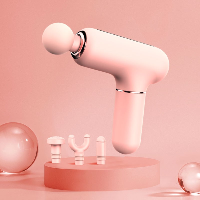 Girls' Mini Handheld Deep Tissue Massage Gun with Four Interchangeable Heads and Portable Cordless Design