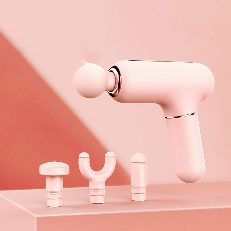 Girls' Mini Handheld Deep Tissue Massage Gun with Four Interchangeable Heads and Portable Cordless Design