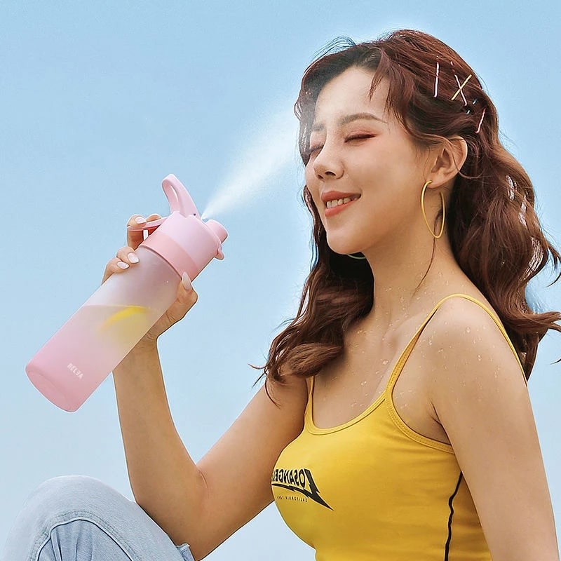 Girls' Misting Water Bottle Reusable Drink with Spray Trigger Flip-Top Cap Insulated