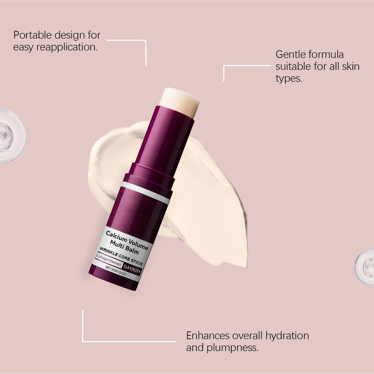 Glide Anti Chafing Stick with Collagen Multi Balm for Face and Neck Twist-Up Solid Moisturizer 9g