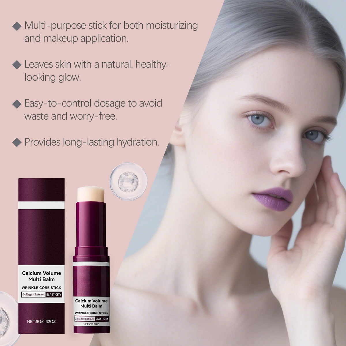 Glide Anti Chafing Stick with Collagen Multi Balm for Face and Neck Twist-Up Solid Moisturizer 9g