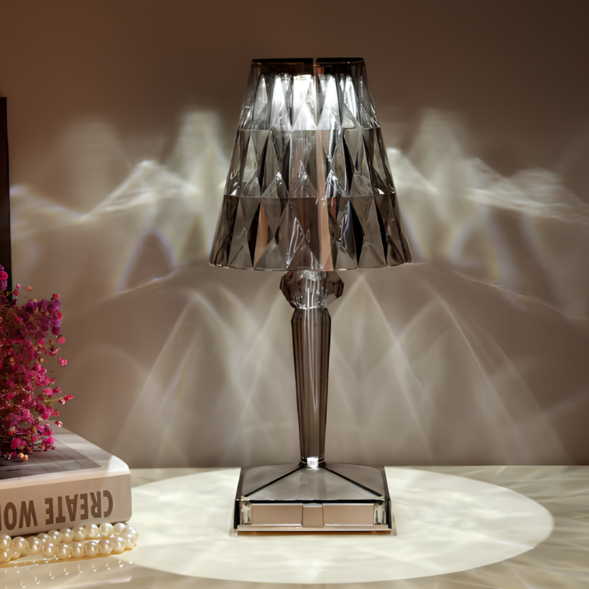 Elegant Crystal Accent Lamp Dimmable Rechargeable Lighting for Home