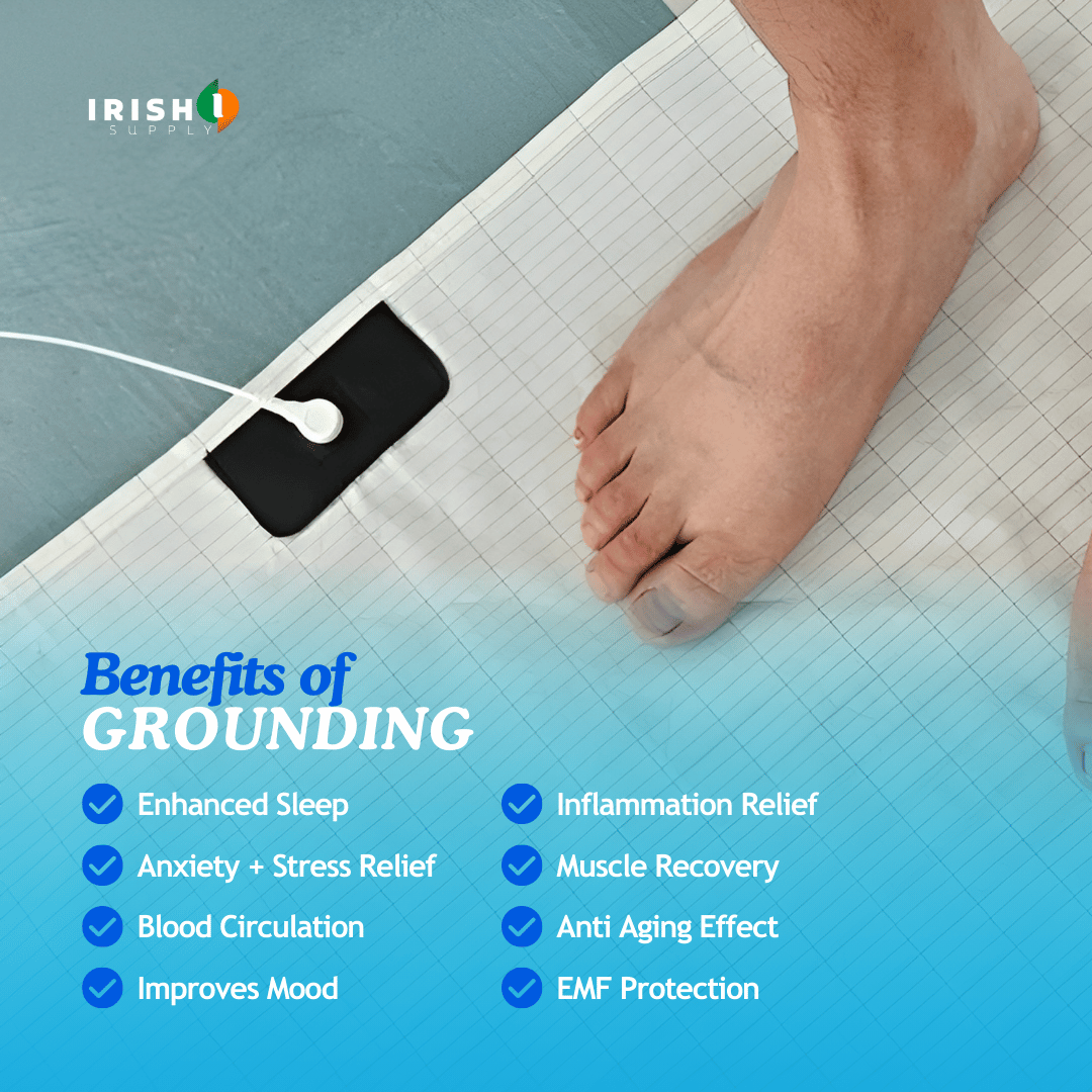Grounding Earthing Bed Sheet with Conductive Grid and Snap-On Cord Queen Size Set