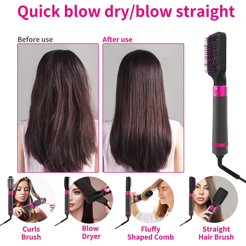 Hair Dryer Brush with 5 Interchangeable Attachments Blow Dry Styling Tool Detangling