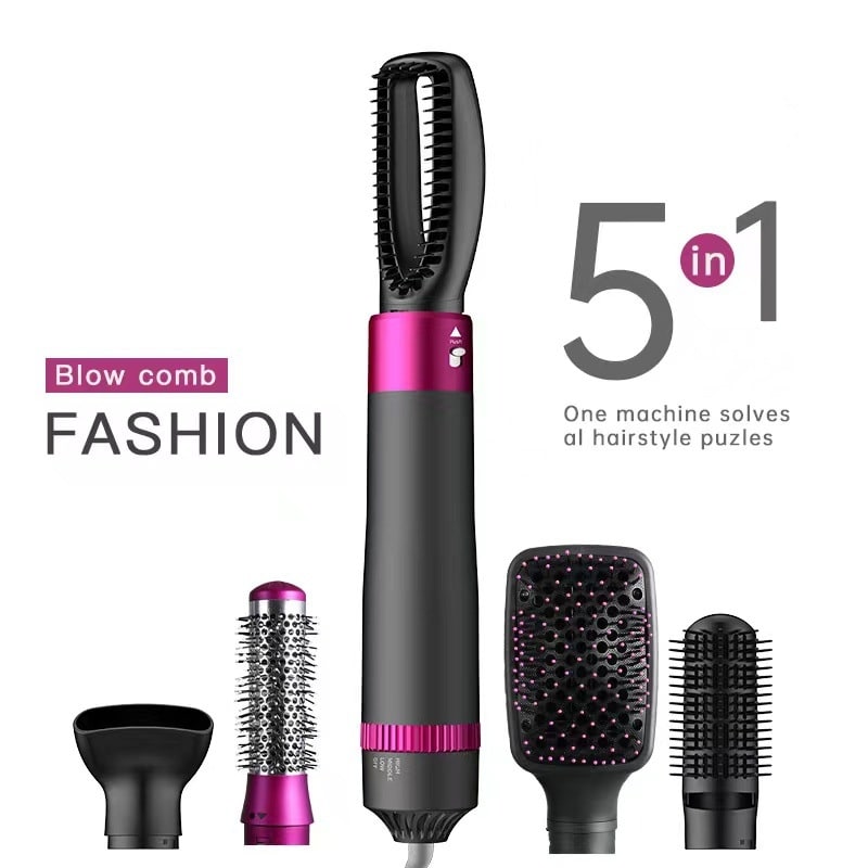 Hair Dryer Brush with 5 Interchangeable Attachments Blow Dry Styling Tool Detangling